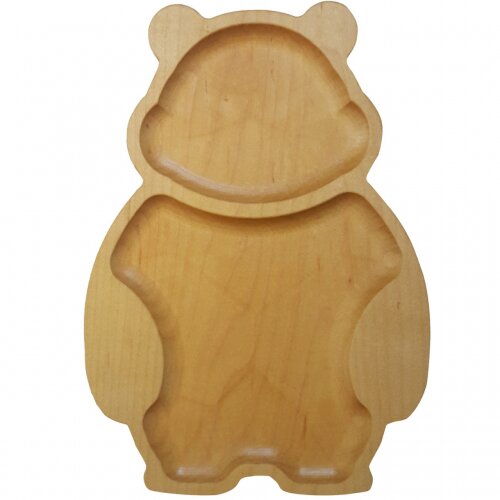 Dětský dřevěný talíř z kanadského javoru – Medvěd