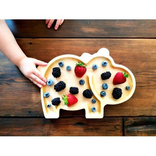 Dětský dřevěný talíř z kanadského javoru – Hroch