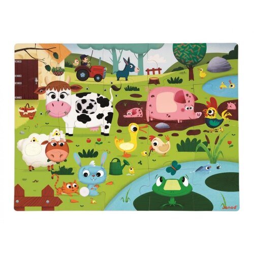 Janod Puzzle dotykové Zvířátka na farmě s texturou 20 ks